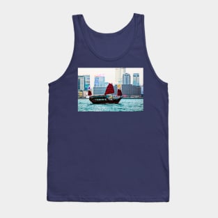 Hong Kong Batwing Junk Boat In Victoria Harbour Tank Top